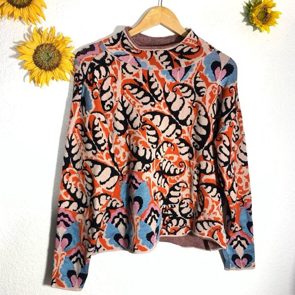 Anthropologie Tops - Anthropologie Maeve Mock Neck Multi-Pattern Oversized Sweater Size Small Women’s